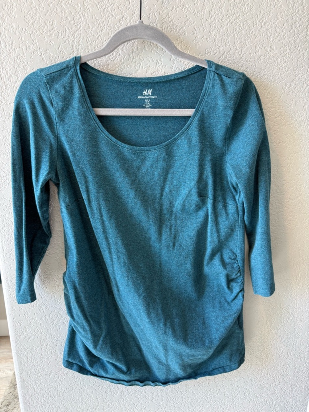 H&M Teal Blue Scoop Neck Long Sleeve Top